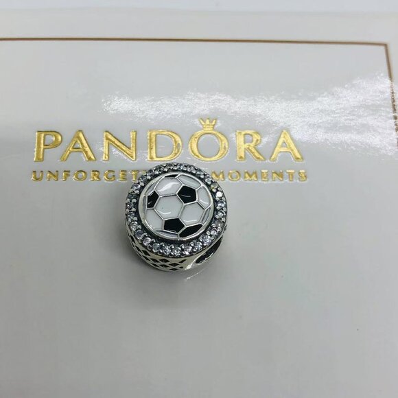 ✨🔥Pandora Engravable Soccer Bead Charm S925 Silver with box - Picture 1 of 5